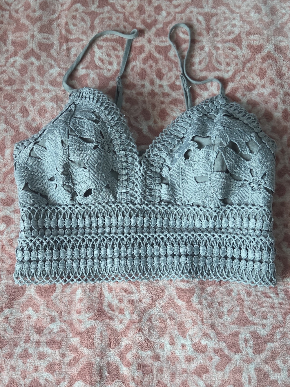 Love Tree Crochet Lace Bralette in Light Green